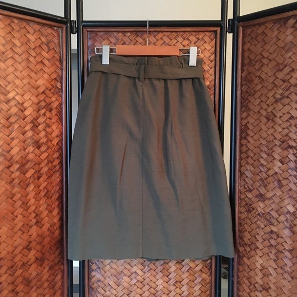 Olive Green Belted Button Up Cargo Skirt - Picture 2 of 10